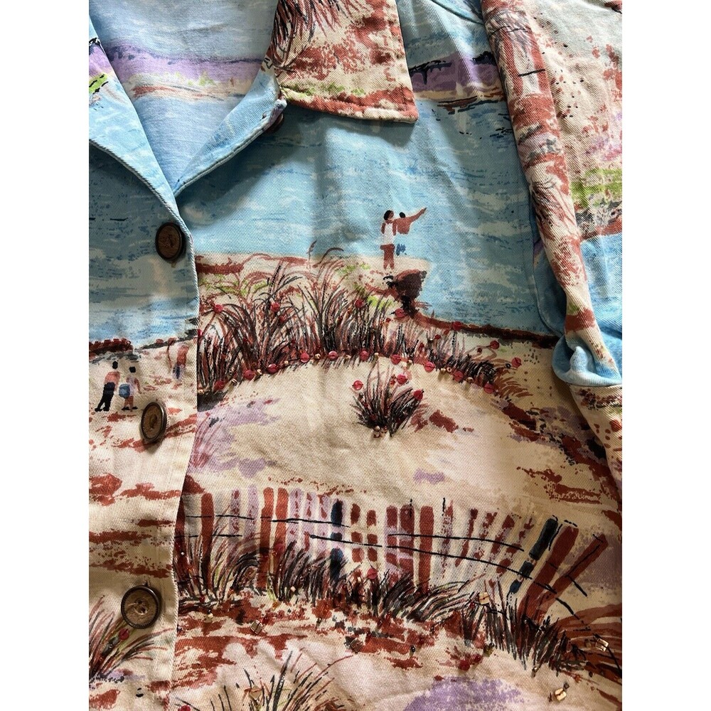 Vintage Life Style Art to Wear Womens Jacket Size L Beach Ocean Sailing Boho - Picture 9 of 14